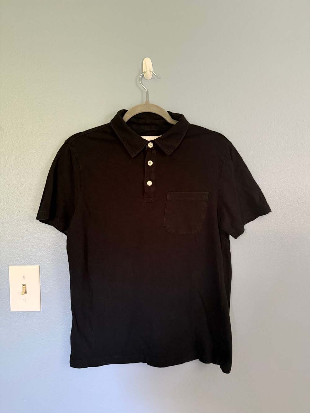 Goodfellow & Co Mens Polo Shirt Small Black 100% Cotton Pocket Standard Fit